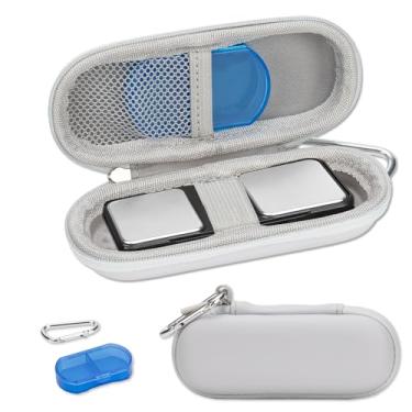Imagem de Kardiamobile Capa para monitor cardíaco móvel Kardia 1L e Kardiamobile 6L, caixa de viagem rígida para dispositivo móvel cardiovascular, caixa de comprimidos e mosquetão incluídos - cinza