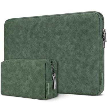 Imagem de DOMISO Capa para laptop de 17,3 polegadas resistente à água com bolsa de acessórios para MSI GS73VR Stealth Pro/HP Envy 17/LG Gram 43.2 cm/ROG Strix GL702VS, verde-escuro