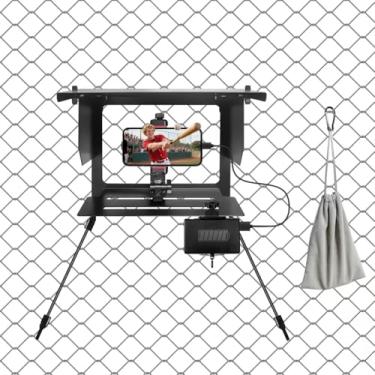 Imagem de Vasgather Suporte de cerca de celular com sombra, kit de montagem de jogo para Mevo Start, câmera, iPhone, GoPro DJI OSMO Insta360 e outras câmeras de ação, para beisebol, tênis (com bolsa)