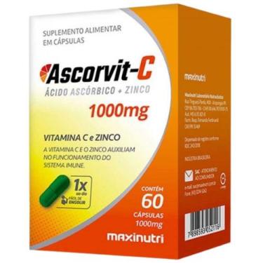 Imagem de Ascorvit-C 1000mg (Vitamina C + Zinco) 60 Cápsulas - Maxinutri