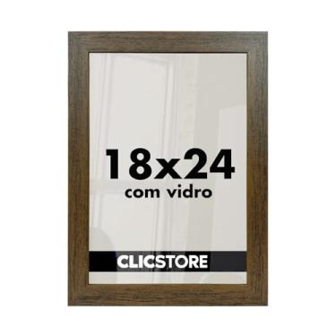 Imagem de Moldura 18x24 Quadro Vidro Poster Diplomas Porta Retrato Foto Certificado Fotografia Parede Madeira Cartazes Cursos MDF