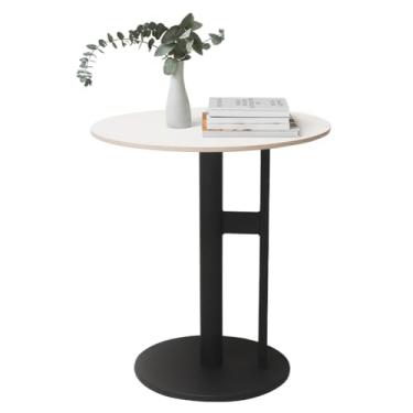 Imagem de Mesa lateral de mármore redonda moderna com base de metal - design elegante para sala de estar, quarto, escritório em casa