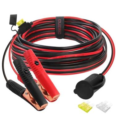 Imagem de Tomada de cabo de extensão CUZEC 12V/24V com grampo de bateria de 4,27m e adaptador de encaixe de bateria 14 AWG e isqueiro
