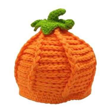 Imagem de Gorro de abóbora para bebês – lindo boné de malha para Halloween, Dia de Ação de Graças, Natal, recém-nascidos, adereços para fotos para meninos e meninas, acessório macio laranja