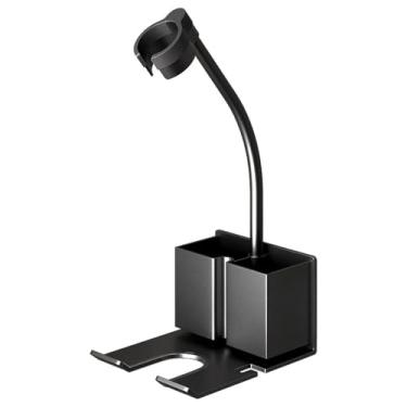 Imagem de Halyuhn Suporte de parede para secador de cabelo, suporte de parede preto para secador de cabelo, gancho com organizador de plugue, autoadesivo