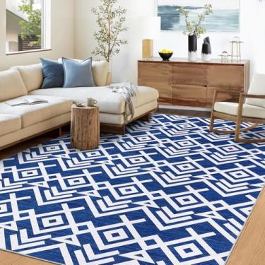 Imagem de Garvee Tapetes geométricos de 2,5 x 3,5 m, tapetes laváveis modernos para sala de estar, tapete grande ultrafino de pilha baixa para quarto, resistente a manchas antiderrapante para sala de jantar