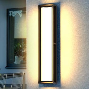 Imagem de Sytmhoe Luzes de parede externa, 10% -100% regulável LED moderno varanda e pátio luminária de parede, arandela externa preta de 59,9 cm, adequado para garagem, sala de estar, pátio, casa (3000K)