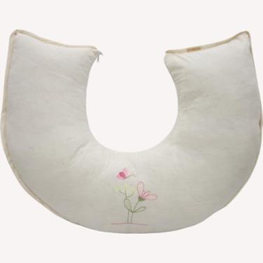 Imagem de Almofada de Amamentação Brubrelel em Linho – Conforto Anatômico com Bordado para Bebê Menina (Florença)