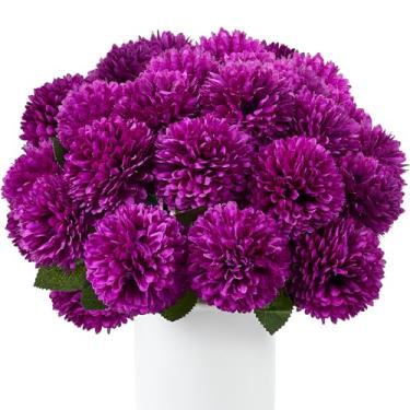 Imagem de SITUMEIZI 12 peças flores artificiais rosa crisântemos flores flores falsas mães seda para casamento casa cozinha decoração arranjo floral