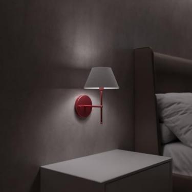 Imagem de Arandela Classica Colonial de Parede Sem Interruptor Com Cupula Tecido Algodao Bivolt (Rose Gold Cupula Branco)