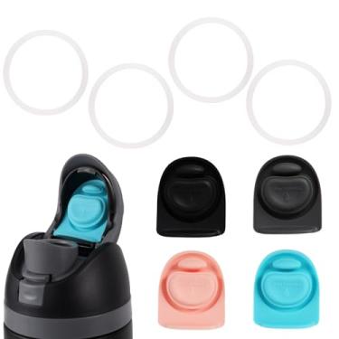 Imagem de 4pçs Anéis Vedação Garrafa Água & 4pçs Tampa Substituição para Owala FreeSip 16/19/24/25/32/40oz, Livre BPA Juntas Tóricas Silicone & Tampa Rosca para Acessórios Garrafa Água (Cor 3)