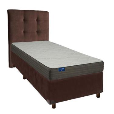 Imagem de Cama + Box Marrom e Colchão D33 Solteiro - Orthotech Inducol + Cabecei