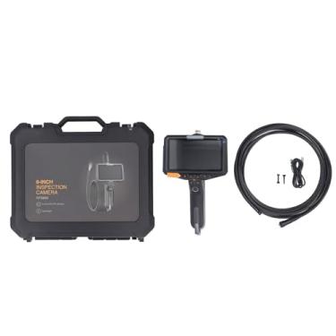 Imagem de Câmera de inspeção Lente tripla de 6 polegas Tela dividi IP67 Câmera de endoscópio de cabo de 16,4 pés de 16,4 pés com luz LED para s HVAC automotivos industriais