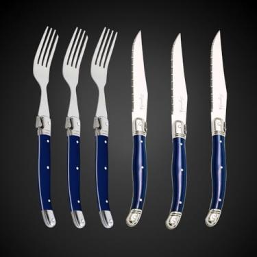 Imagem de Jogo 12 Talheres Laguiole Corte E Degustação Premium Conforto Ergonômico – Cabos Leves, Bem Equilibrados (Azul)