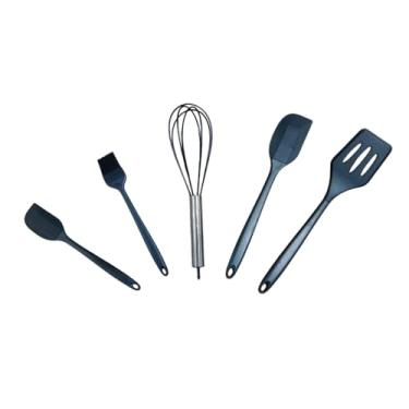 Imagem de Conjunto de Utensílios de Cozinha em Silicone, 5 Peças, Batedor, Pincel e Espátulas, Vermelho ou Preto
