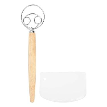 Imagem de YOUTHINK Bata de Massa Dinamarquesa, Misturador de Pão de Estilo Holandês Com Raspador, à Prova de Ferrugem e Resistente para (2 olhos batem e um raspador)