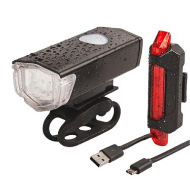 Imagem de Kit Lanterna E Farol Monter Bike Luz Led Ultra Forte 3 Modos Iluminação Recarregável Cabo USB A Prova D'água