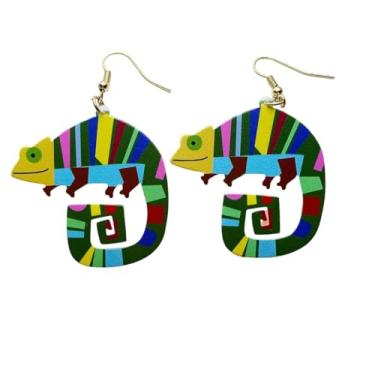 Imagem de Brinco de acrílico camaleão com pingente de animal selvagem, zoológico, para mulheres.