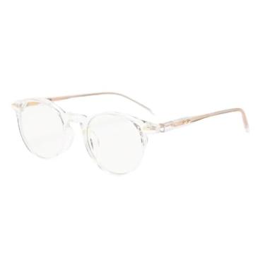 Imagem de Armação de óculos anti-luz azul da moda, armação de óculos retrô oval masculina, transparente, BH01