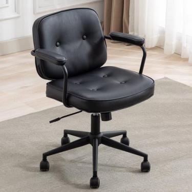 Imagem de Cadeira de escritório LukeAlon ajustável em couro PU preta