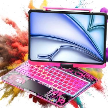 Imagem de Capa com teclado transparente para iPad Air de 11 polegadas (M3/M2, 2025/2024)/iPad Air 5ª/4ª geração 11 polegadas 2022 2020/iPad Pro 11 polegadas 1/2/3/4 2018-2022, trackpad, suporte de lápis