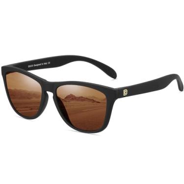 Imagem de DUCO Óculos de sol retrô redondos polarizados para homens e mulheres, óculos de sol para dirigir, proteção UV400, armação leve 3002, Armação preta fosca, lente marrom