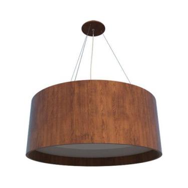 Imagem de Lustre Pendente Redondo Cilíndrico 50x22cm em Madeira Imbuia - FOXLust