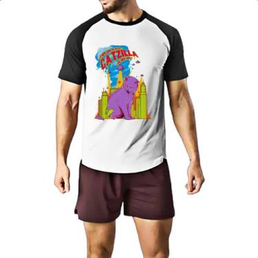 Imagem de Camiseta Raglan Catzilla o gato Godzilla - Alearts, EG