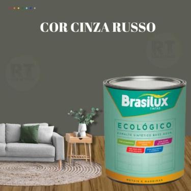 Imagem de Esmalte Sintético Brasilux Base Água Ecologico Cor Cinza 800ML Brilhan