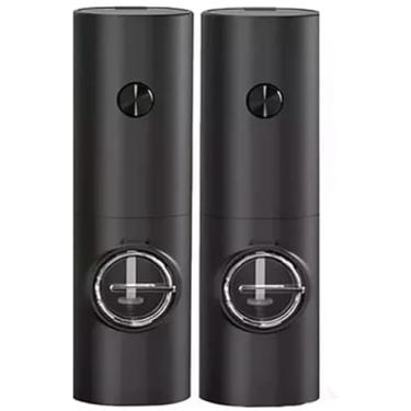 Imagem de Kit 2 Moedor Elétrico de Sal e Pimenta Tempero conjunto Moedor de Sal Grosso e Pimenta Do Reino Automático Com Recipiente de 70 ml Luz Led Para Churrasco na Cozinha