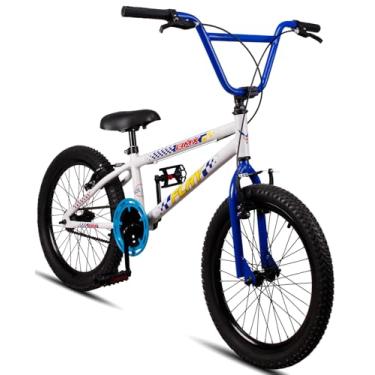 Imagem de Bicicleta Aro 20 BMX Infantil Flay Aro Aero Freio V-Brake Menino 6, 7, 8, 9, 10 + anos - Branco+Azul