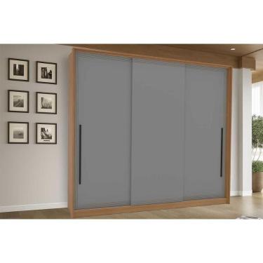 Imagem de Guarda Roupa 3 Portas De Correr E 4 Gavetas Valência Freijo/cinza - Politorno