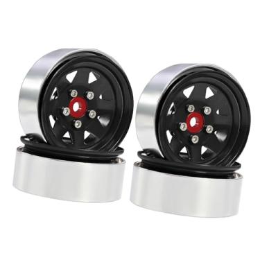 Imagem de Colaxi 4 peças de aros de roda RC, pneu, peça de reposição, substituição resistente, rodas de alumínio de 1,9" com sextavado de 12 mm para caminhão RC, Preto