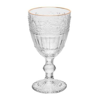 Imagem de Taça de Cristal Ecológico para Água Suco Mauve com Fio de Ouro 320ml W