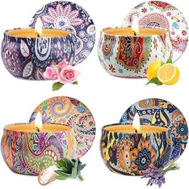 Imagem de Super Velas Aromáticas Perfumadas Na Lata Decorada Mandala