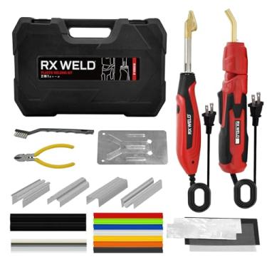 Imagem de RX WELD Kit de solda de plástico 2 em 1, kit de reparo de grampos quentes de 400 peças para rachaduras, caiaques, brinquedos de plástico