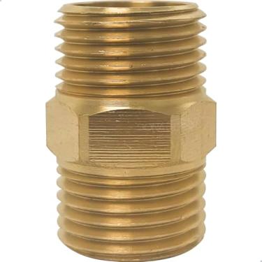 Imagem de Dona D Cor, Niple Sextavado 1/2 Polegada Latão Rosca Macho Conector Hidráulico Adaptador Niple Duplo BSP