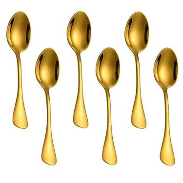Imagem de Jogo de Colher Dourada Chá Sobremesa Café Aço Inox Gold 6un - Lyor