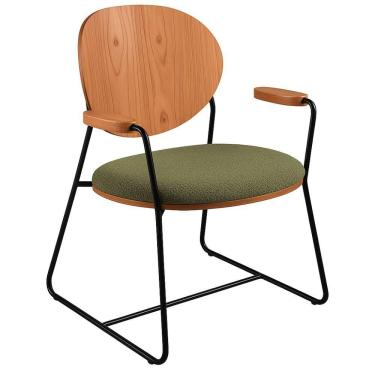 Imagem de Poltrona Atena Bouclé Verde Oliva Em Metal Preto