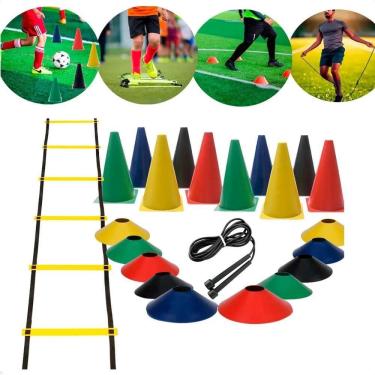 Imagem de 2X Kit Funcional Escada + Corda + 10 Pratos + 10 Cones Trein