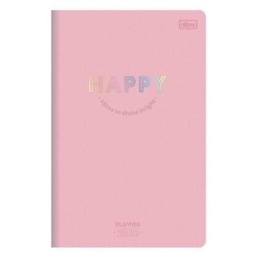 Imagem de Agenda Planner Happy 2026 Grampeado 20 Folhas Rosa - Tilibra