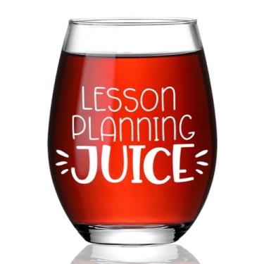 Imagem de Ymzkpoa Presentes engraçados de taça de vinho para mulheres, suco de planejamento de aulas, taças de vinho sem haste, presentes de agradecimento para professores mentores, amigos, colegas de trabalho