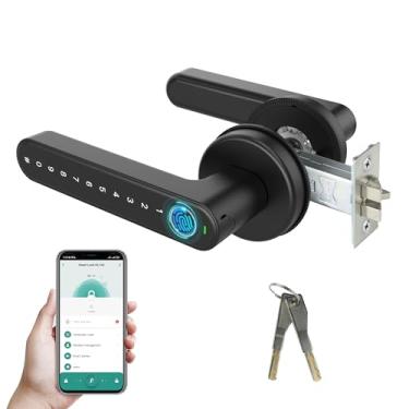 Imagem de KENRONE Fechadura de porta inteligente, maçaneta com desbloqueio de aplicativo, fechadura biométrica para quarto, casa, armazém, escritório, escritório, hotel