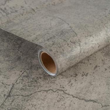 Imagem de Papel de parede de concreto cinza JSEVEM, papel de parede de concreto industrial autoadesivo, adesivo de móveis para porão, estudo de 15,74" × 196,85"