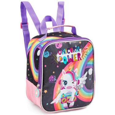 Imagem de Lancheira Infantil Menina Ombro Unicórnio Arco íris Denlex