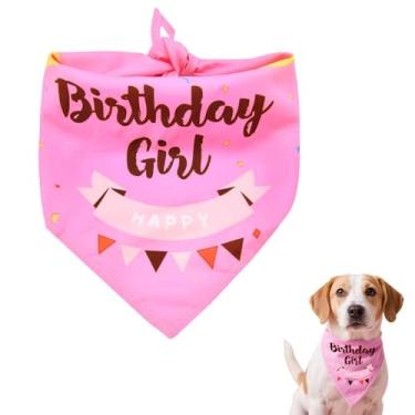 Imagem de Bandana de feliz aniversário para cães, meninas, acessórios de aniversário, decorações rosa para cães pequenos e grandes, cachecol triangular, presentes para cães, meninas, pequeno, grande, médio