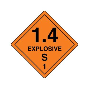 Imagem de ComplianceSigns. Com 1.4 Sinal de segurança explosivo S 1 DOT, 19 cm, magnético para materiais perigosos de transporte, feito nos EUA