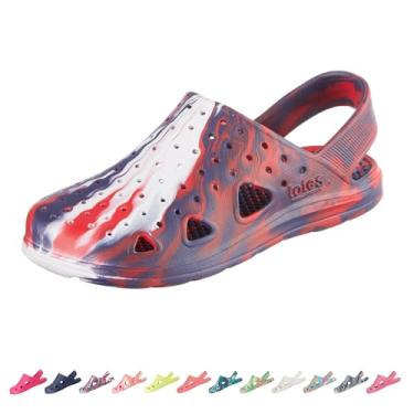 Imagem de totes Tamanco infantil unissex para uso diário, Vermelho/Branco/Azul - Alça, 9-10 Little Kid