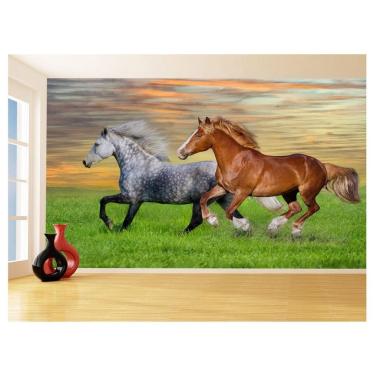 Imagem de Papel De Parede Animais Casal Cavalos Fazenda 3,5M Anm322