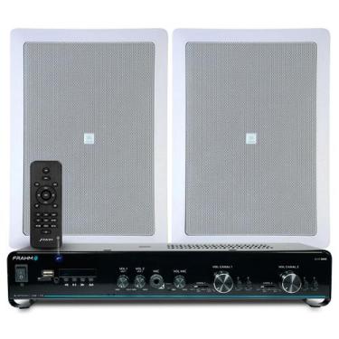 Imagem de Kit Som Ambiente Bluetooth Usb Sd Controle Remoto Amplificador Com 2 A